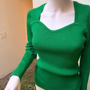 NWT Sexy Bright Green Sweetheart Neckline Knit Sweater